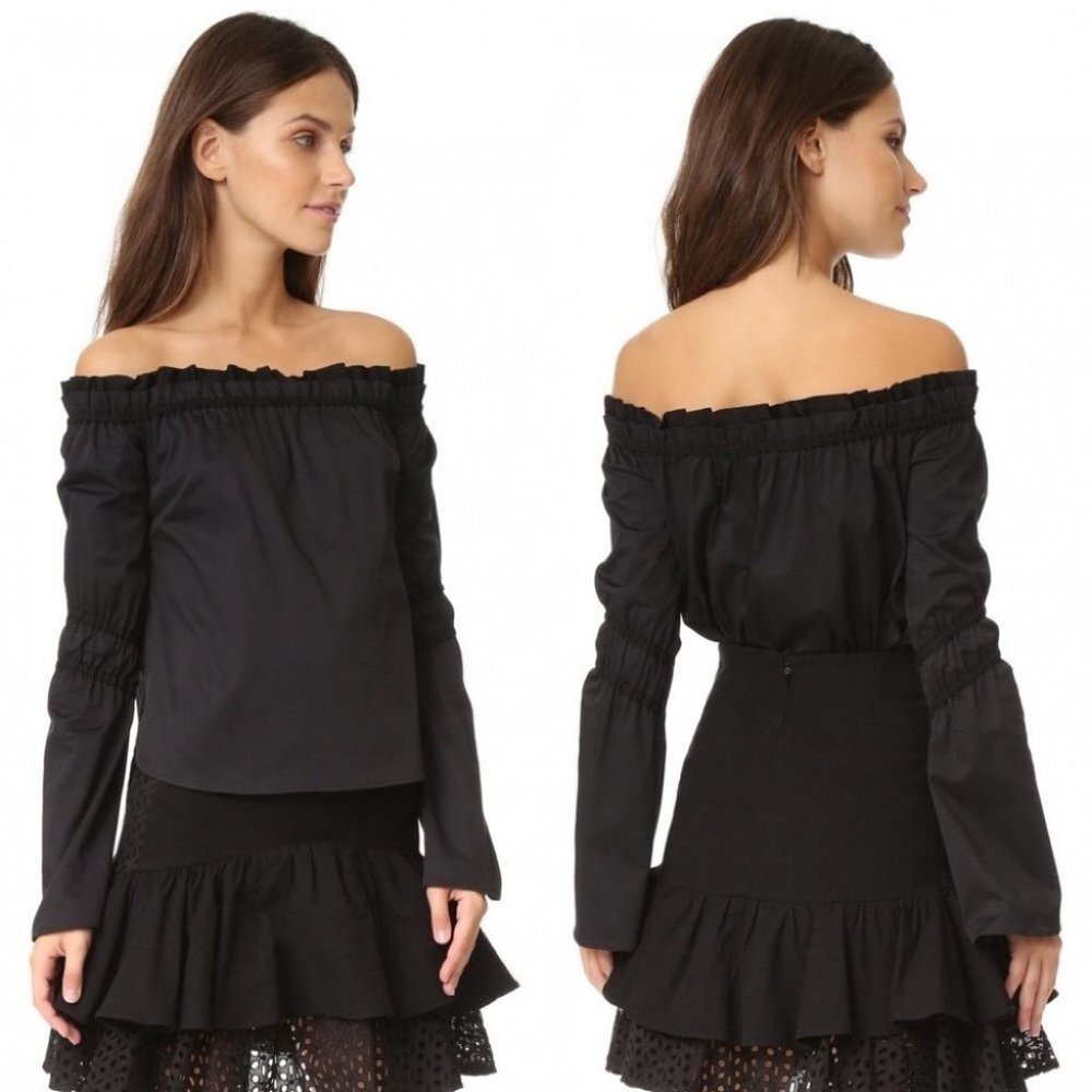 Zac Posen‎ Dakota Blouse Black Off The Shoulder Size 4 Shopbop Bell Sleeve Top